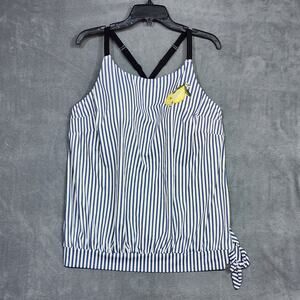 Swim by‎ Cacique Tankini Top Blue Stripes Lemons Size 18